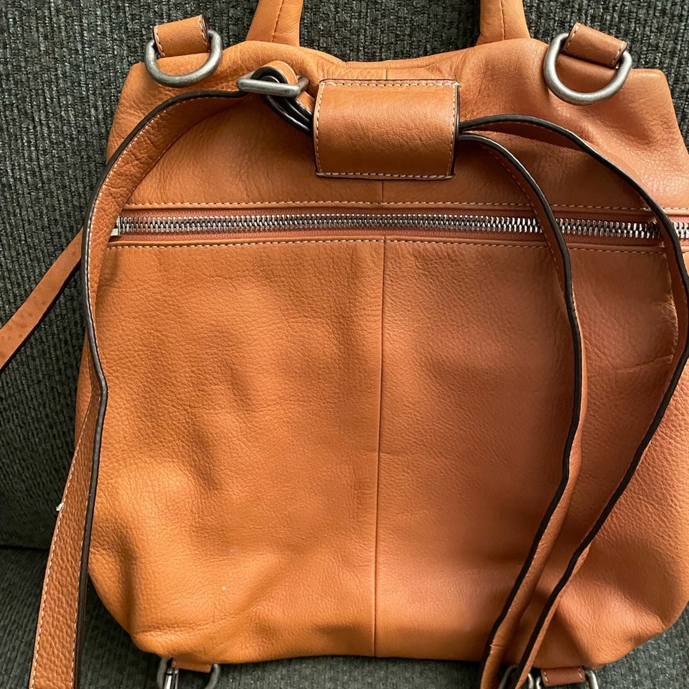 HOBO Backpack Tote in Cognac Orange Leather - Picture 8 of 9